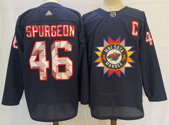 Men Minnesota Wild 46 Jared Spurgeon Navy 2022 Adidas jersey