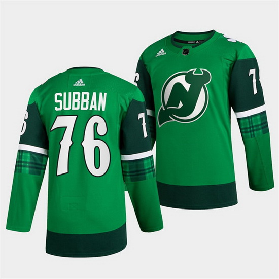 Men New jerseyy Devils 76 P K  Subban Green Warm Up St Patricks 