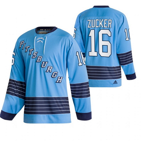 Men Pittsburgh Penguins 16 Jason Zucker 2022 Blue Classics Stitc