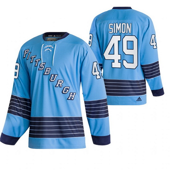 Men Pittsburgh Penguins 49 Dominik Simon 2022 Blue Classics Stit