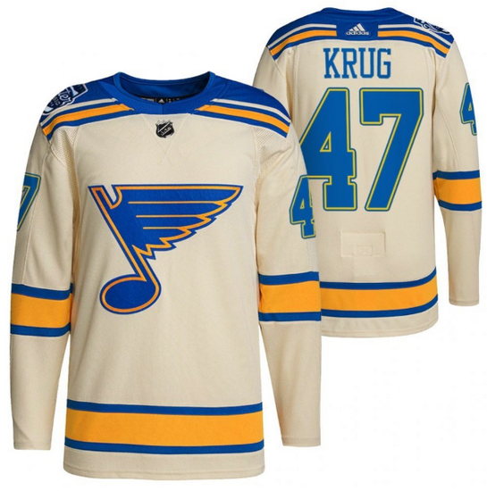 Men St  Louis Blues 47 Torey Krug Cream 2022 Winter Classic Stitched jersey