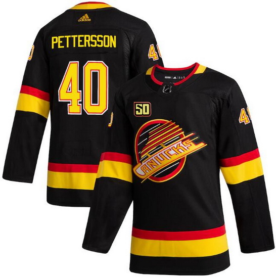 Men Vancouver Canucks 40 Elias Pettersson 50th Anniversary Black Stitched jersey