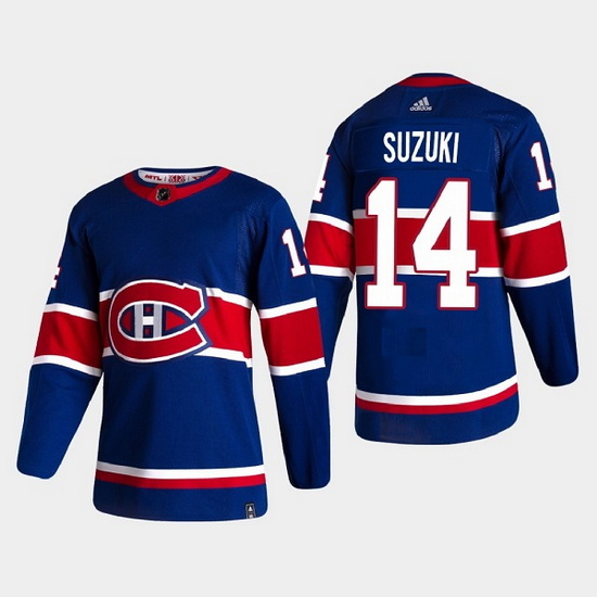 Men Montreal Canadiens 14 Nick Suzuki Blue Stitched Jerse