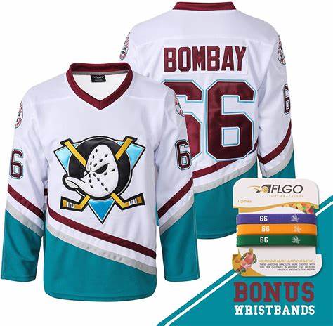 Men Adidas Mighty Ducks #66 Gordon Bombay White Stitched Hockey Jersey