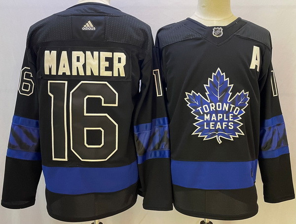 Men Toronto Maple Leafs Black 16 Mitchell Marner Alternate Premier Breakaway Reversible Stitched jer