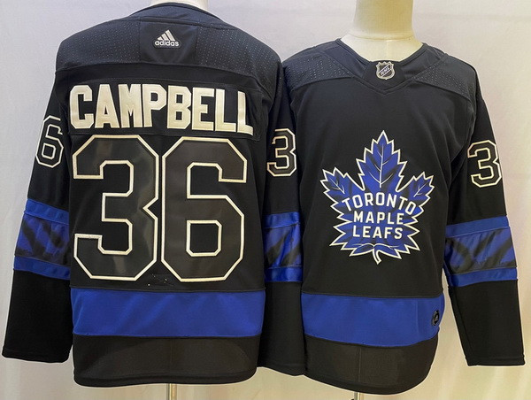 Men Toronto Maple Leafs Black 36 Jack Campbell Alternate Premier Breakaway Reversible Stitched jerse