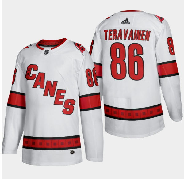 Men Carolina Hurricanes 86 Teuvo Teravainen White Stitched Jersey