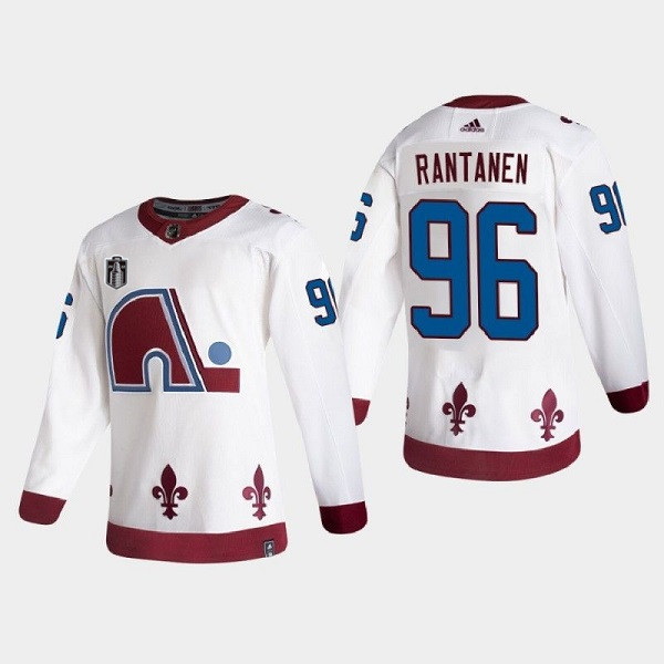 Men Colorado Avalanche 96 Mikko Rantanen White 2022 Stanley Cup Final Patch Reverse Retro Stitched J