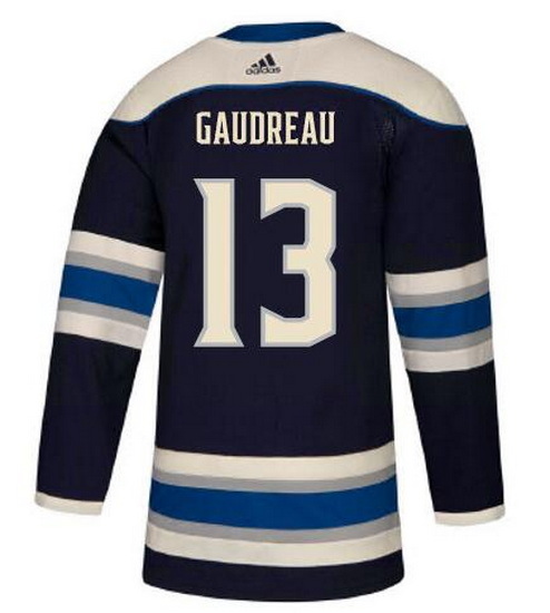 Men Adidas Columbus Blue Jackets 13 Johnny Gaudreau Premier Navy Blue Alternate NHL Jersey