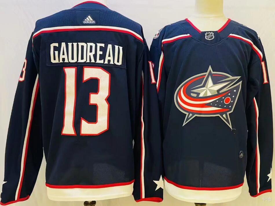 Men Adidas Columbus Blue Jackets 13 Johnny Gaudreau Premier Navy Blue NHL Jersey