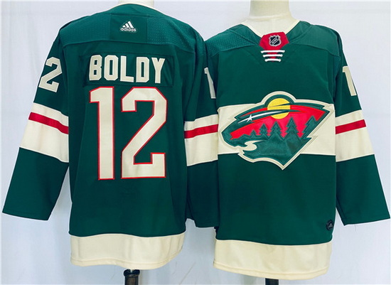 Men Minnesota Wild 12 Matt Boldy Green Stitched Jersey