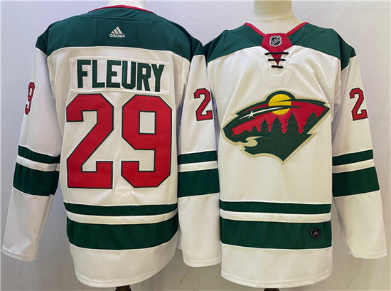 Men Minnesota Wild 29 Marc Andre Fleury White Stitched Jersey