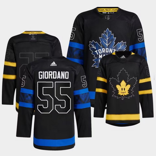 Men Toronto Maple Leafs Black 55 Mark Giordano Alternate Premier Breakaway Reversible Stitched Jerse