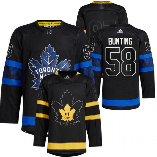 Men Toronto Maple Leafs Black 58 Michael Bunting Alternate Premier Breakaway Reversible Stitched Jer