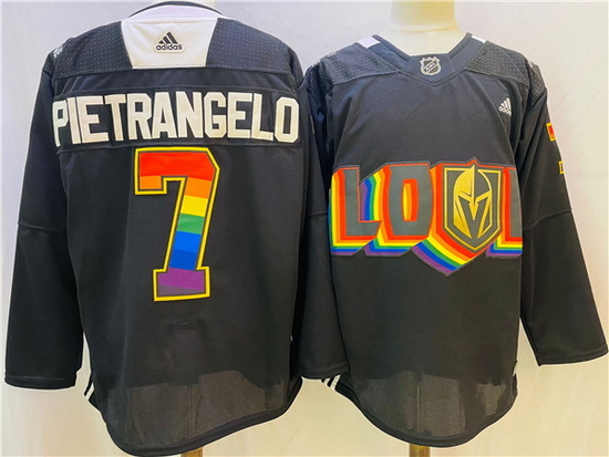 Men Vegas Golden Knights 7 Alex Pietrangelo 2022 Black Pride Night Stitched Jersey