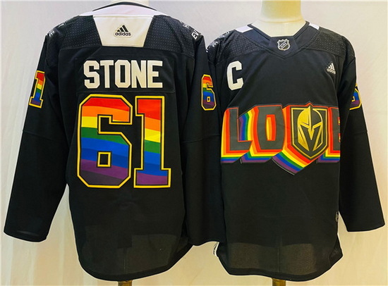 Men Vegas Golden Knights 61 Mark Stone 2022 Black Pride Night Stitched Jersey