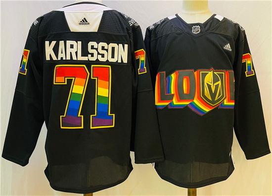 Men Vegas Golden Knights 71 William Karlsson 2022 Black Pride Night Stitched Jersey