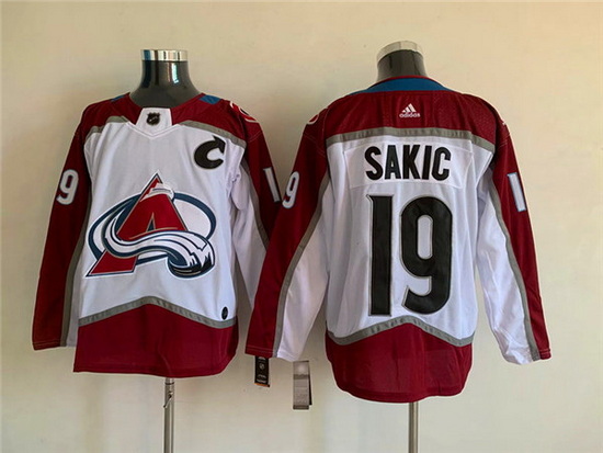 Men Colorado Avalanche 19 Joe Sakic White Stitched Jersey