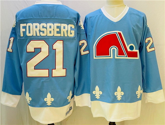 Men Colorado Avalanche 21 Peter Forsberg Blue Stitched Jersey