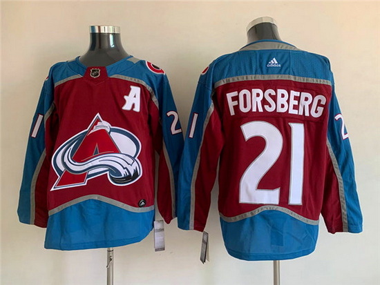 Men Colorado Avalanche 21 Peter Forsberg Burgundy Stitched Jersey