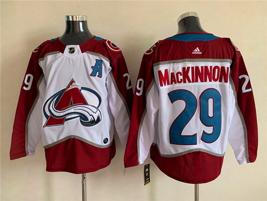 Men Colorado Avalanche 29 Nathan MacKinnon White Stitched Jersey