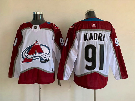 Men Colorado Avalanche 91 Nazem Kadri White Stitched Jersey