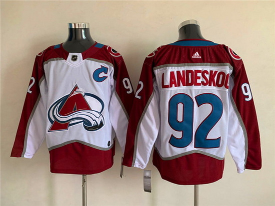 Men Colorado Avalanche 92 Gabriel Landeskog White Stitched Jersey