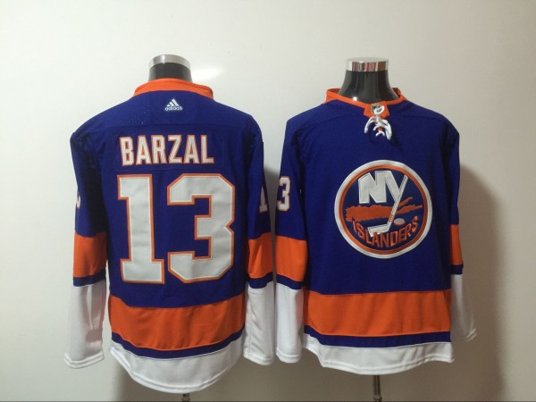 Men Adidas New York Islanders #13 Mathew Barzal Blue Stitched Je