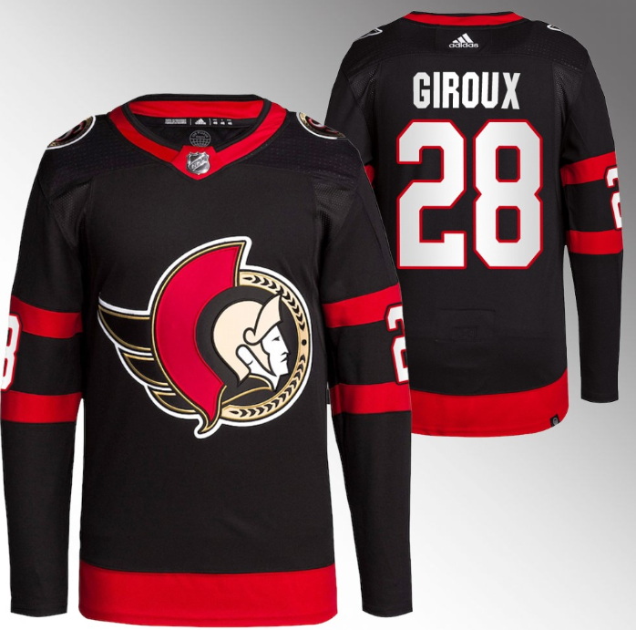 Men Ottawa Senators 28 Claude Giroux 2021 Black Stitched Home Jersey