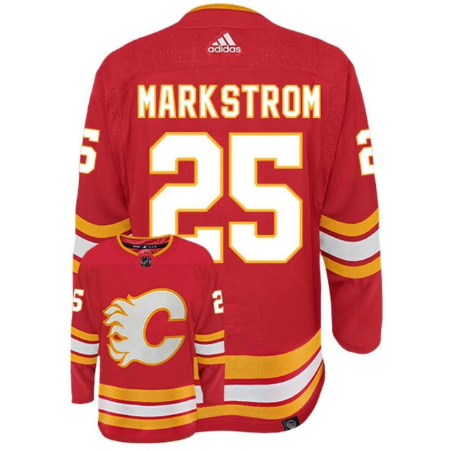 Men Calgary Flames 25 Jacob Markstrom Red Stitched NHL Jersey