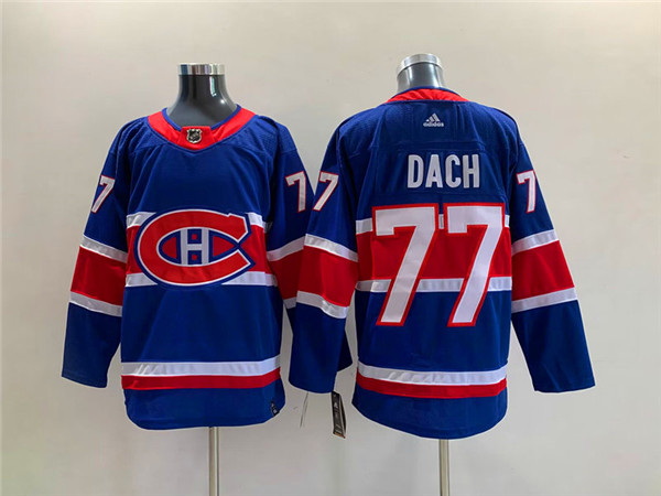 Men Montreal Canadiens 77 Kirby Dach Blue Stitched Jersey