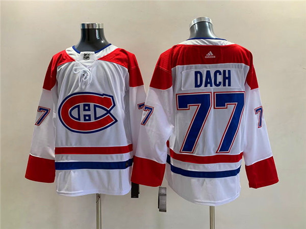 Men Montreal Canadiens 77 Kirby Dach White Stitched Jersey