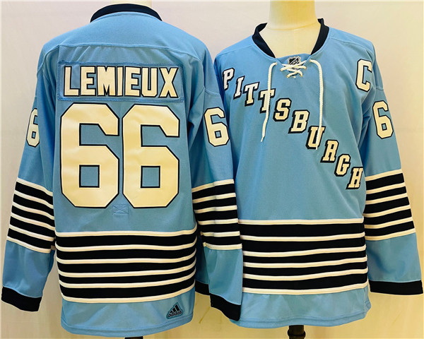 Men Pittsburgh Penguins 66 Mario Lemieux Blue Team Classics Stitched NHL Jersey