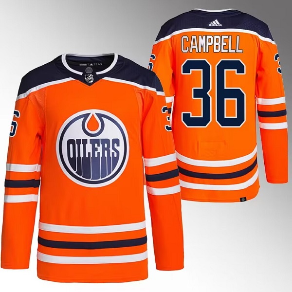 Men Edmonton Oilers 36 Jack Campbell Orange Stitched Jersey