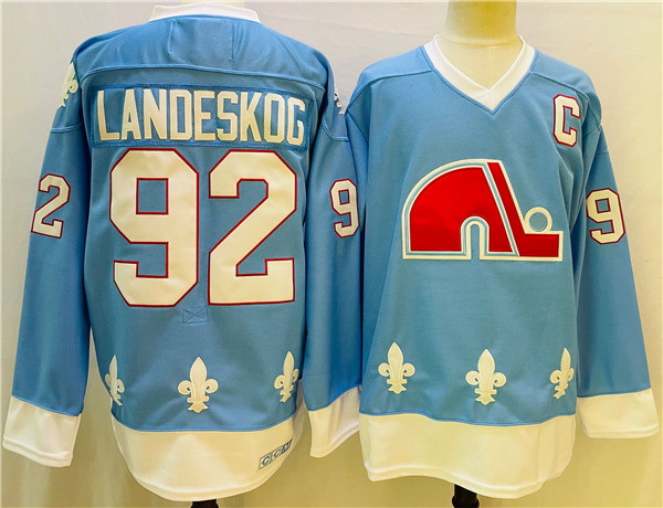 Men Colorado Avalanche 92 Gabriel Landeskog Blue Stitched Jersey