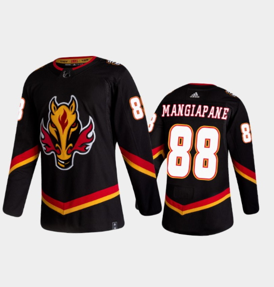 Men Calgary Flames 88 Andrew Mangiapane 2020 21 Black Reverse Retro Stitched Jersey