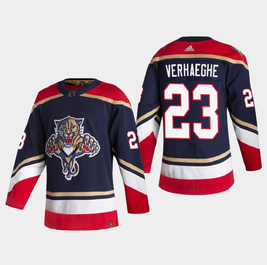 Men Florida Panthers 23 VERHAEGHE 2022 Navy Reverse Retro Stitched Jersey