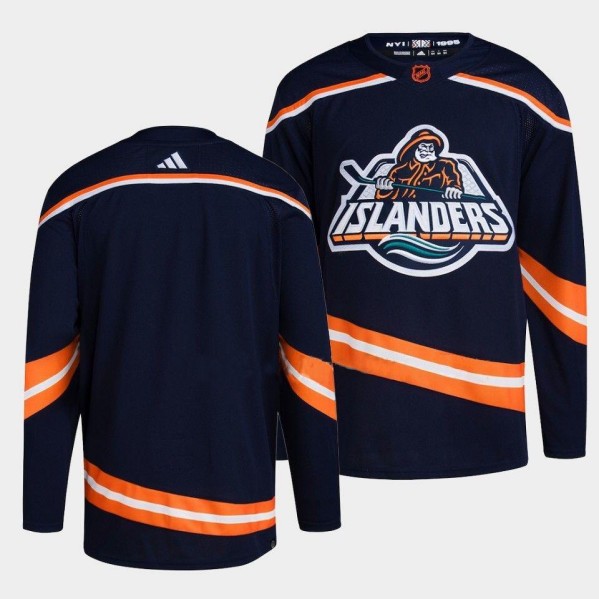 Men New York Islanders Blank Navy 2022 23 Reverse Retro Stitched Jersey