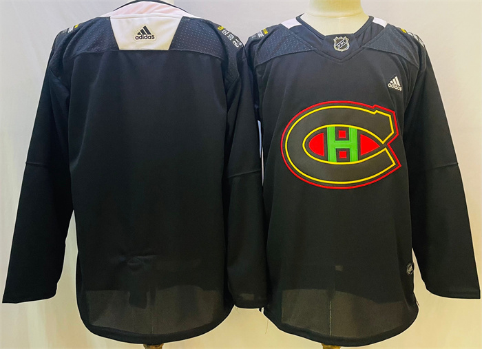 Men Montreal Canadiens Blank 2022 Black Warm Up History Night Stitched Jersey