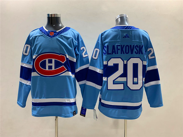 Men Montreal Canadiens 20 Juraj Slafkovsky 2022 23 Reverse Retro Stitched Jersey