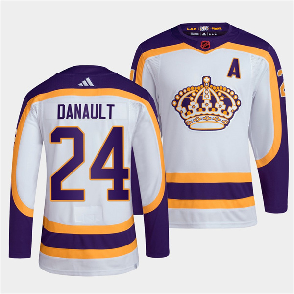 Men Los Angeles Kings 24 Phillip Danault White 2022 Reverse Retro Stitched Jersey