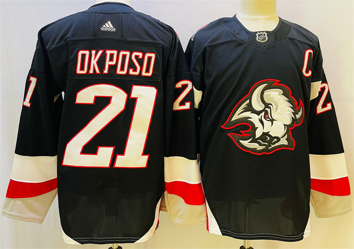 Men Buffalo Sabres 21 Kyle Okposo 2022 23 Black Stitched Jersey