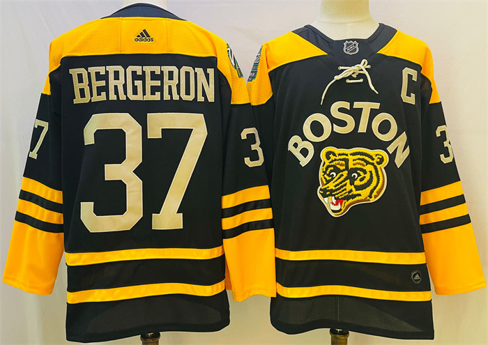 Men Boston Bruins 37 Patrice Bergeron Black Classic Primegreen Stitched Jersey