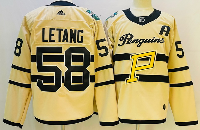 Men Pittsburgh Penguins 58 Kris Letang White 2022 23 Reverse Retro Stitched NHL Jersey