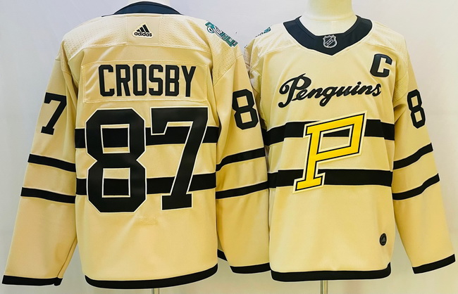 Men Pittsburgh Penguins 87 Sidney Crosby White 2022 23 Reverse Retro Stitched NHL Jersey