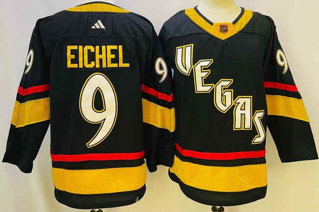 Men Vegas Golden Knights 9 Jack Eichel Black 2022 23 Reverse Retro Stitched NHL Jersey