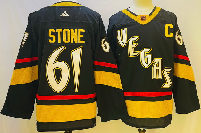 Men Vegas Golden Knights 61 Mark Stone Black 2022 23 Reverse Retro Stitched Jersey