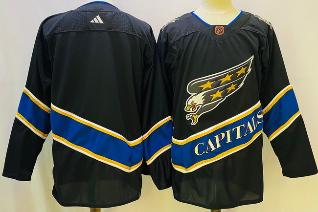 Men Washington Capitals Blank Black 2022 23 Reverse Retro Stitched Jersey