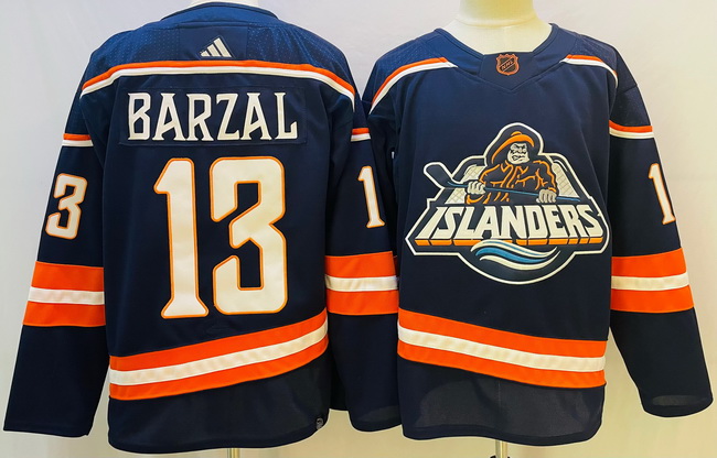 Men's New York Islanders #13 Mathew Barzal 2022 Navy Reverse Retro 2.0 Stitched Jersey