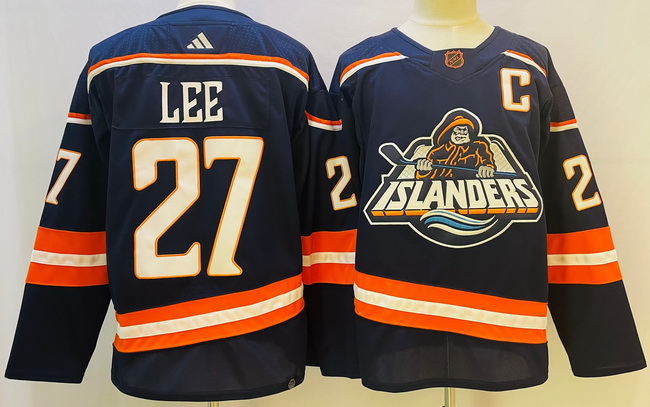 Men's New York Islanders #27 Anders Lee 2022 Navy Reverse Retro 2.0 Stitched Jersey